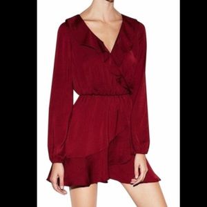 Express burgundy ruffle dress